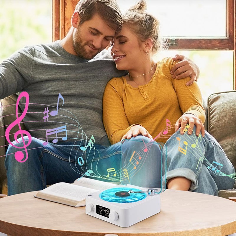 Waves Vinyl Bluetooth Speaker,Vintage Record Model Players with Adjustable Ambient Lights,Rechargeable Music Player with 4 Modes,Small Record Player for Bedroom Office,Christmas Birthday Gifts - Image 4